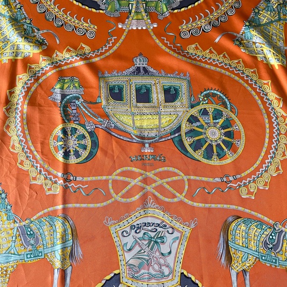 Hermès Paperoles Orange 🍊 Silk Scarf.